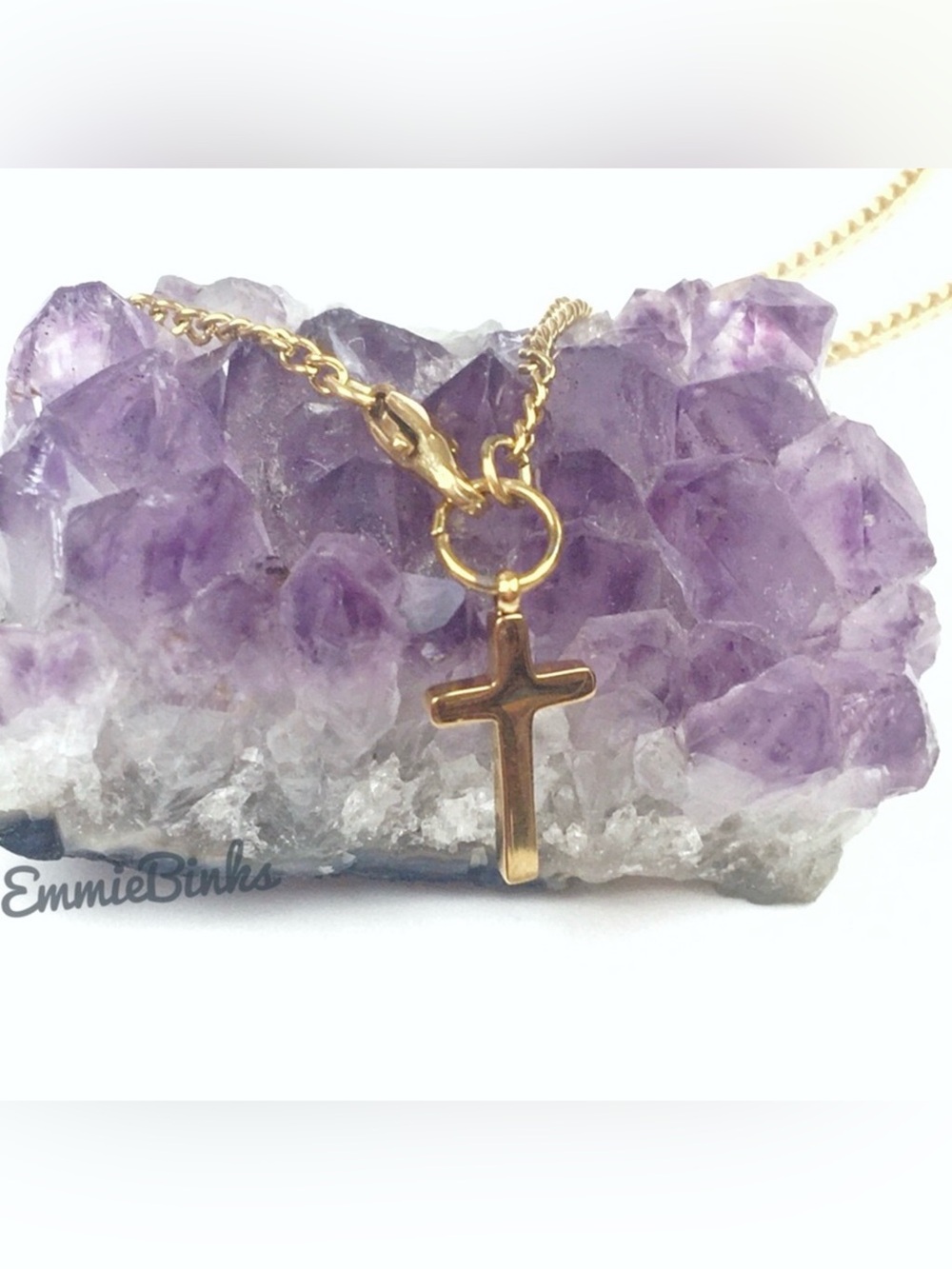 New Dainty Gold Front Closure Cross Charm Pendant Necklace